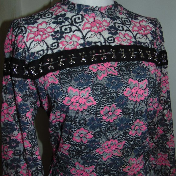 ASOS Gothic Pink & Black Lace Floral Y2K Layered Scalloped Eye & Hook Dress 14 - Picture 5 of 11